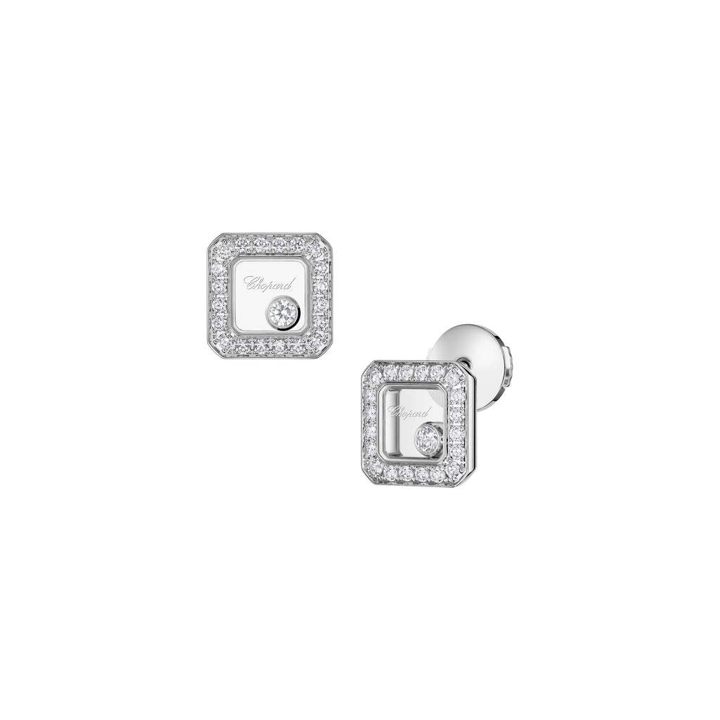 ショパール ハッピーダイヤモンド アイコン スクエアピアス ホワイトゴールド パヴェダイヤモンド 83A114-1201