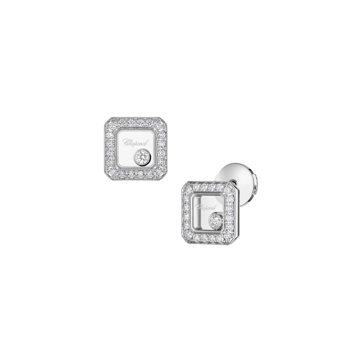 ショパール ハッピーダイヤモンド アイコン スクエアピアス ホワイトゴールド パヴェダイヤモンド 83A114-1201