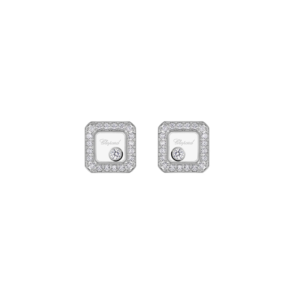 ショパール ハッピーダイヤモンド アイコン スクエアピアス ホワイトゴールド パヴェダイヤモンド 83A114-1201