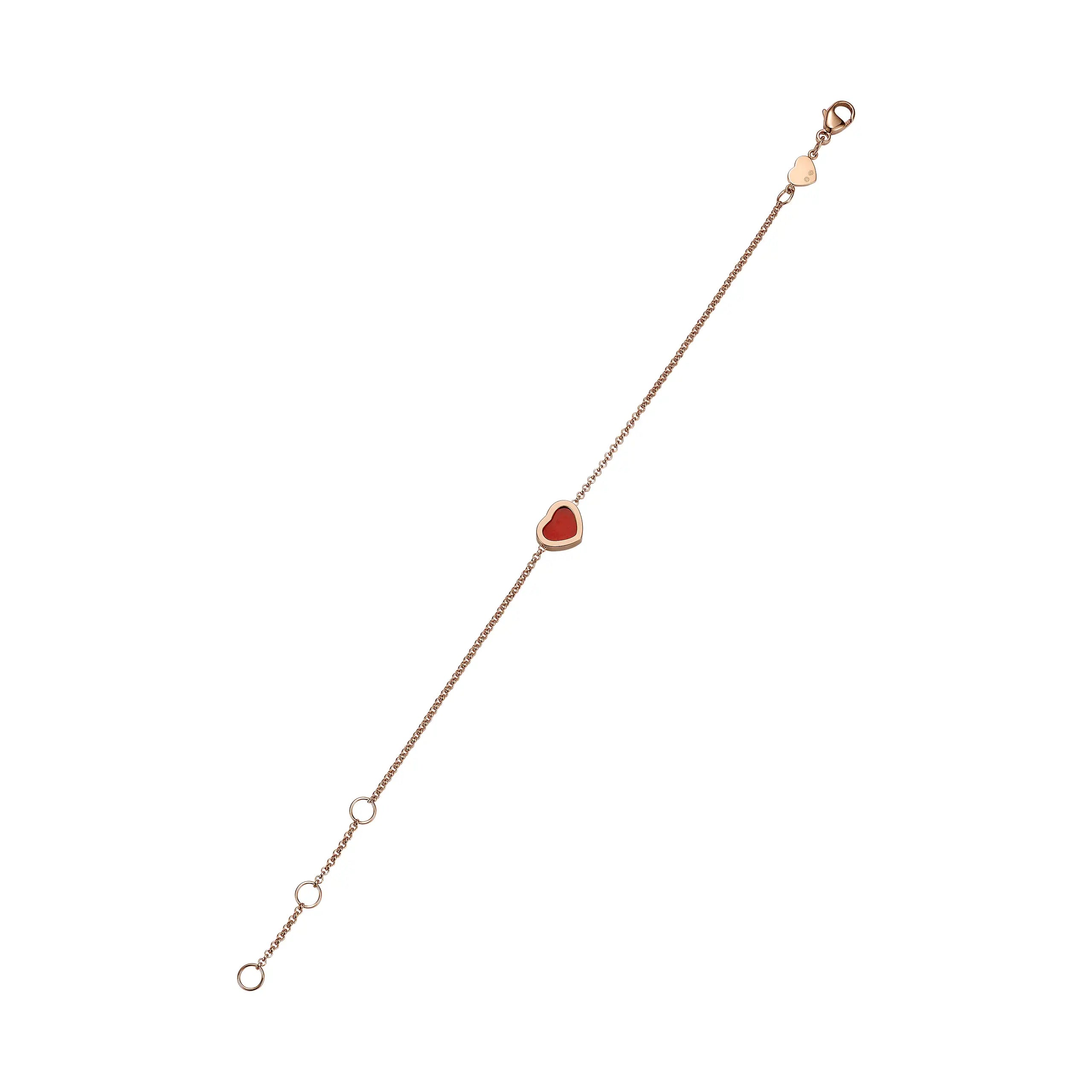 ショパール マイハッピーハート ローズゴールドブレスレット(カーネリアン) 85A086-5081