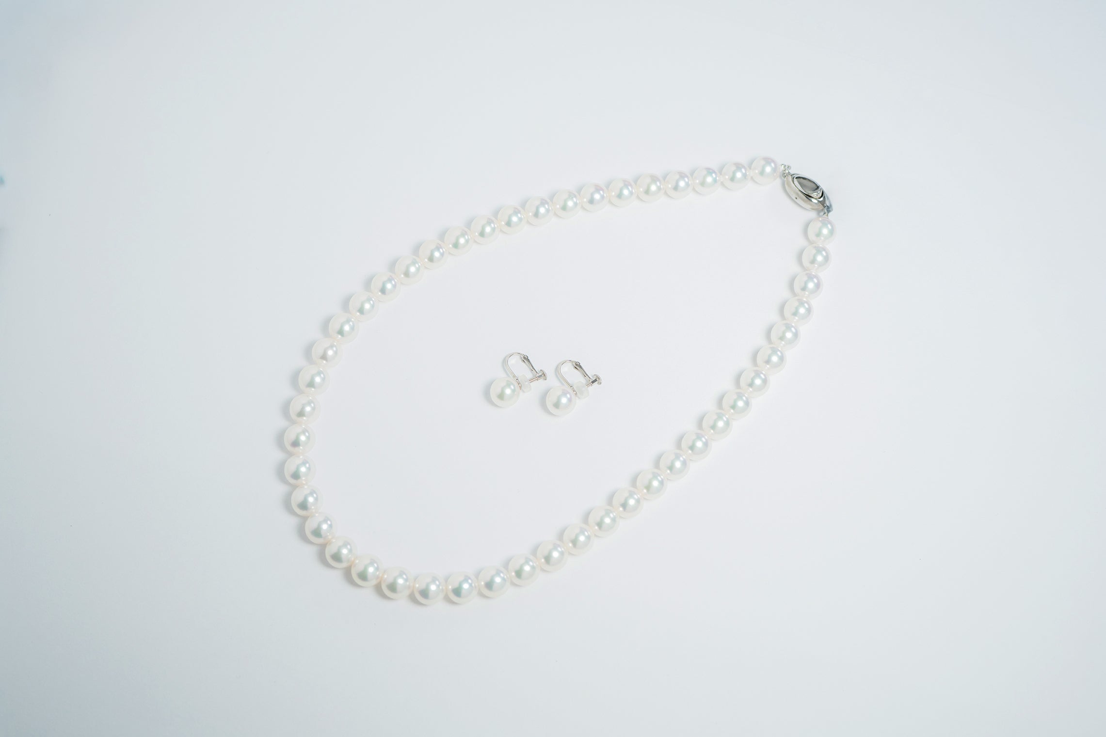 Pearl パール 天女 ネックレス、ピアスセット8.5ｍｍ～9.0mm P67051