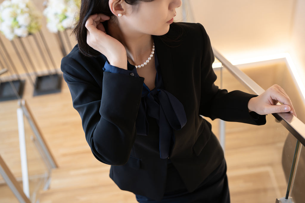 Pearl パール 天女 ネックレス、ピアスセット8.5ｍｍ～9.0mm P67051