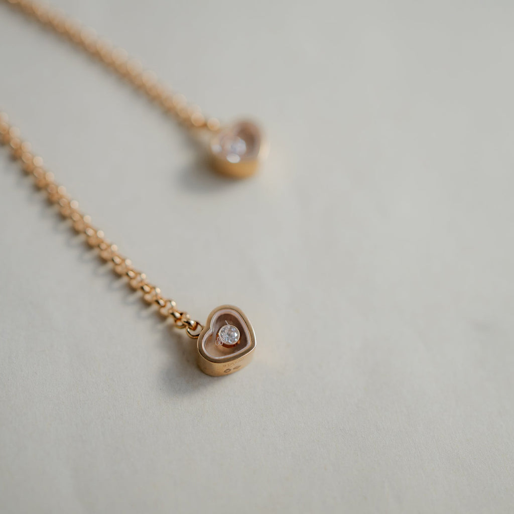 Chopard ショパール ハッピーハート ローズゴールド タイネックレス(オニキス)81A148-5201