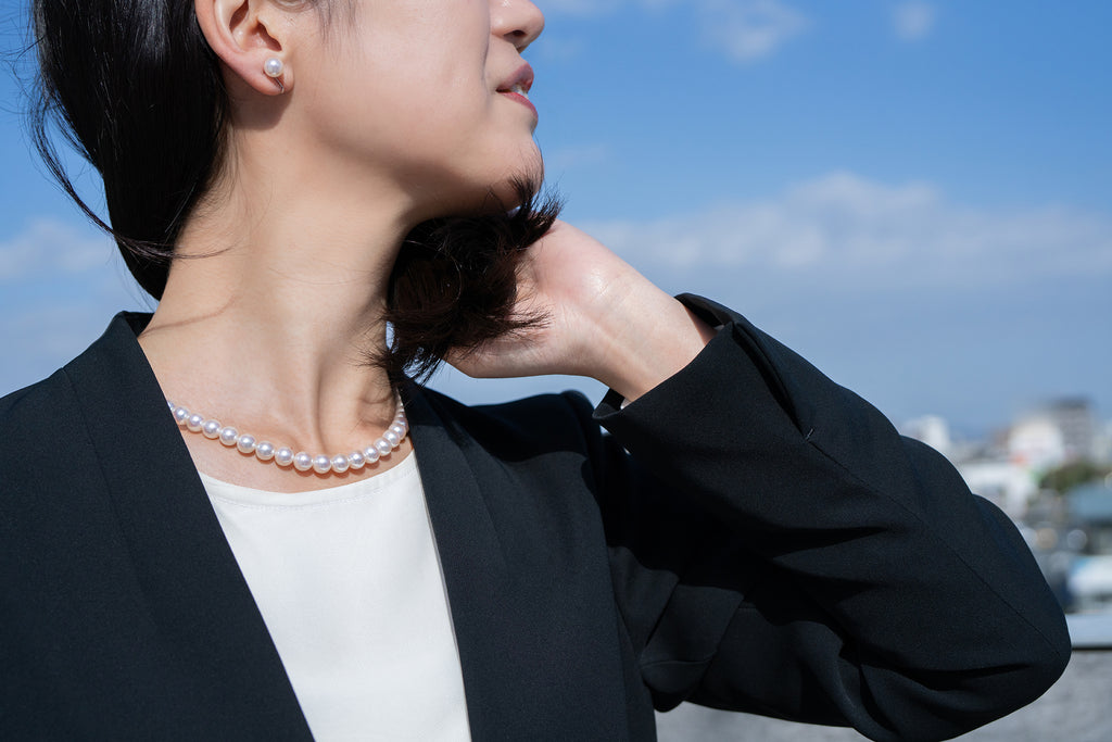 Pearl パール 花珠 ネックレス、ピアスセット 8.5ｍｍ～9.0mm SS168647