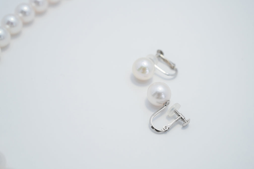 Pearl パール 花珠 ネックレス、ピアスセット 7.5mm～8.0mm SS300866