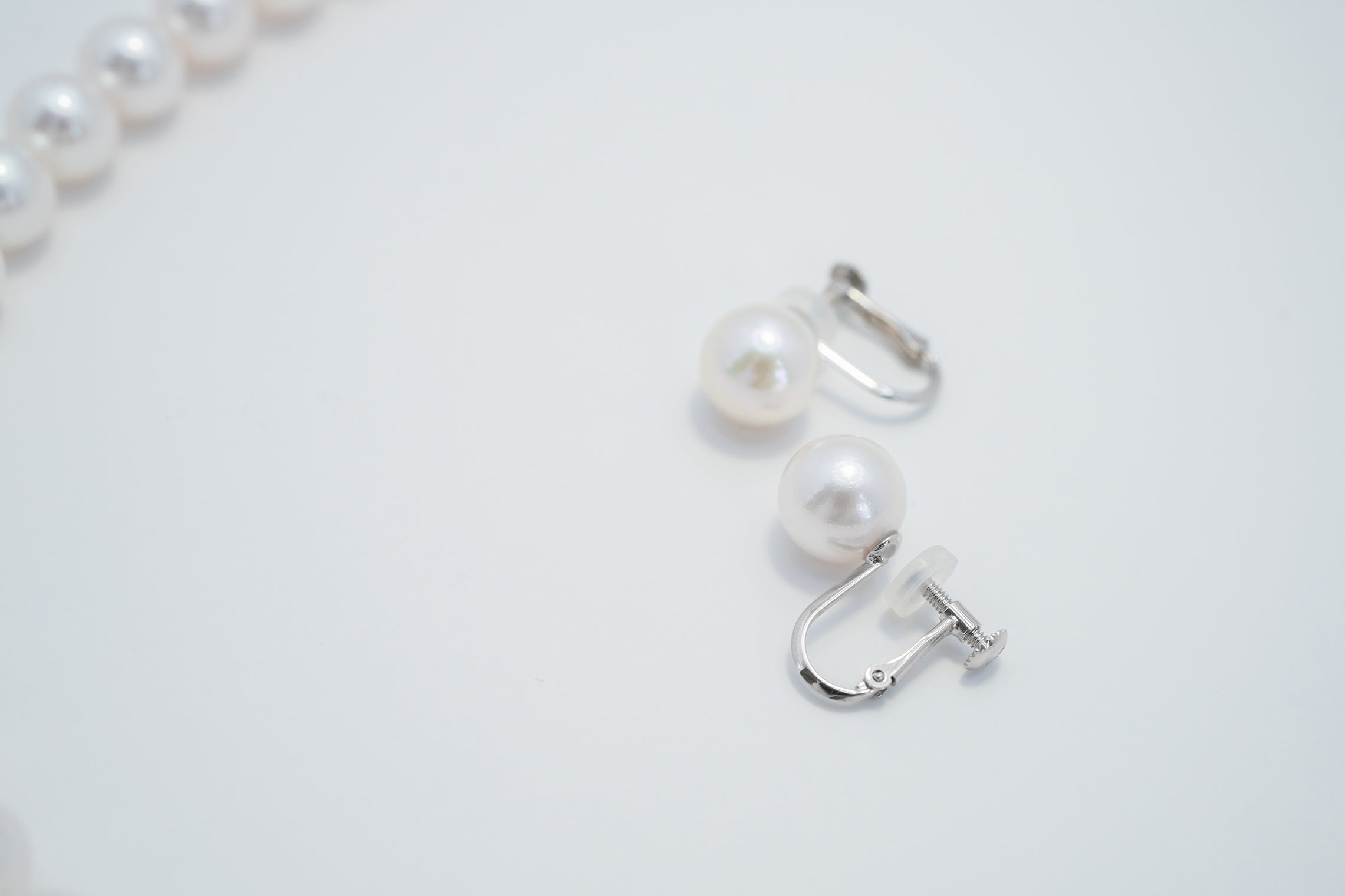 Pearl パール 花珠 ネックレス、ピアスセット 7.5mm～8.0mm SS300866
