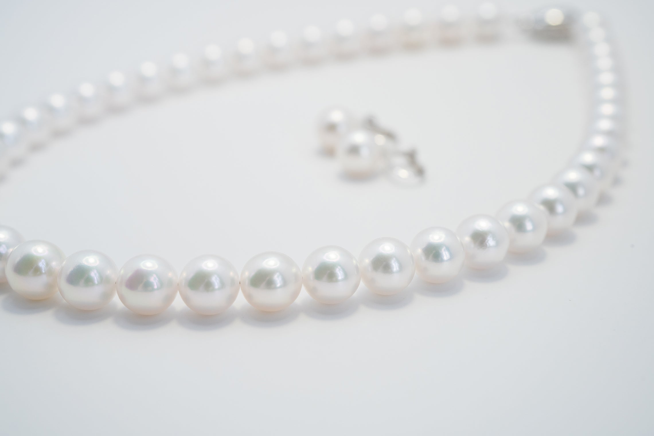 Pearl パール 花珠 ネックレス、ピアスセット 9.0mm～9.5mm SS115557