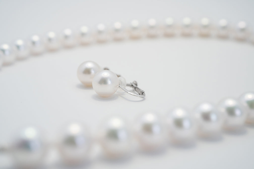 Pearl パール 花珠 ネックレス、ピアスセット 9.0mm～9.5mm SS115557