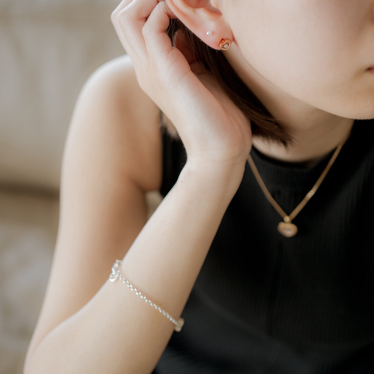 ショパール マイハッピーハート ローズゴールド シングルピアス 83A086-5092