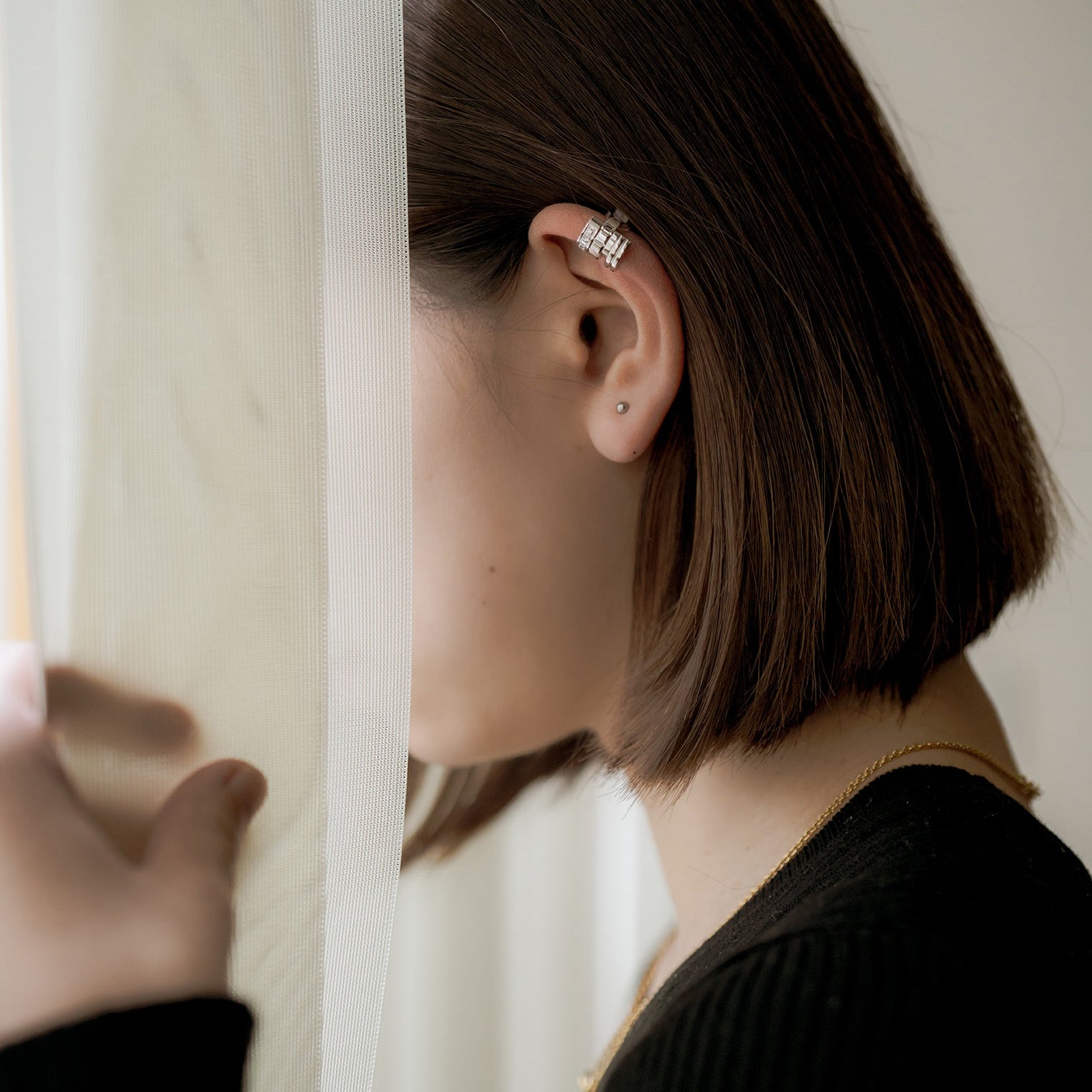 BOUCHERON ブシュロン キャトル ラディアント オープンロー シングル クリップイヤリング ホワイトゴールド JCO01476