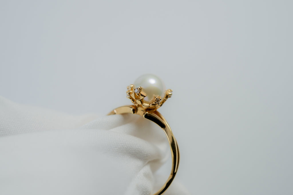 淡水パール、ダイヤ 指輪 11号 5R074K