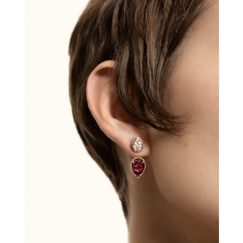 BOUCHERON ブシュロン SERPENT BOHÈME RHODOLITE GARNET セルパンボエム 2モチーフ シングル スタッズイヤリング  JCO01430